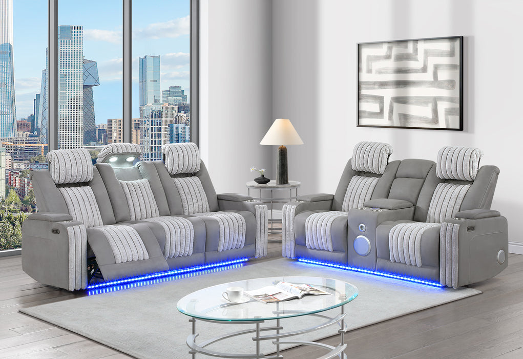 U8000 GREY PWR REC SOFA/PWR CONSOLE REC LOVESEAT W/PHR - Smart Rent To Own (PA) - Multi Location