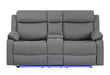 U6026 GREY PU 46A CONSOLE RECLINING LOVESEAT WITH LED AND SPEAKER - Smart Rent To Own (PA) - Multi Location