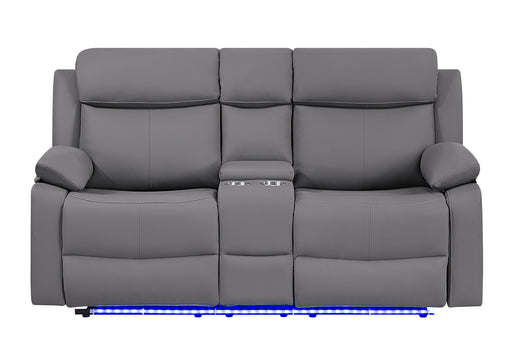 U6026 GREY PU 46A CONSOLE RECLINING LOVESEAT WITH LED AND SPEAKER - Smart Rent To Own (PA) - Multi Location